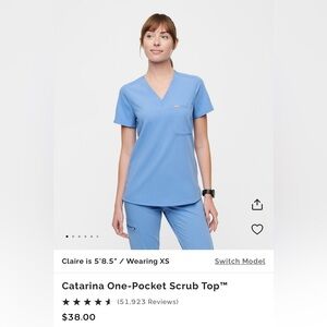 Figs Ceil Blue Slim Catarina One Pocket Scrub Top
